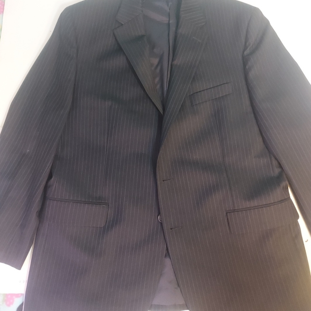 Lauren Ralph Lauren Wool‎ Blazer Sport Jacket Men Vented Lined Navy Striped 44R